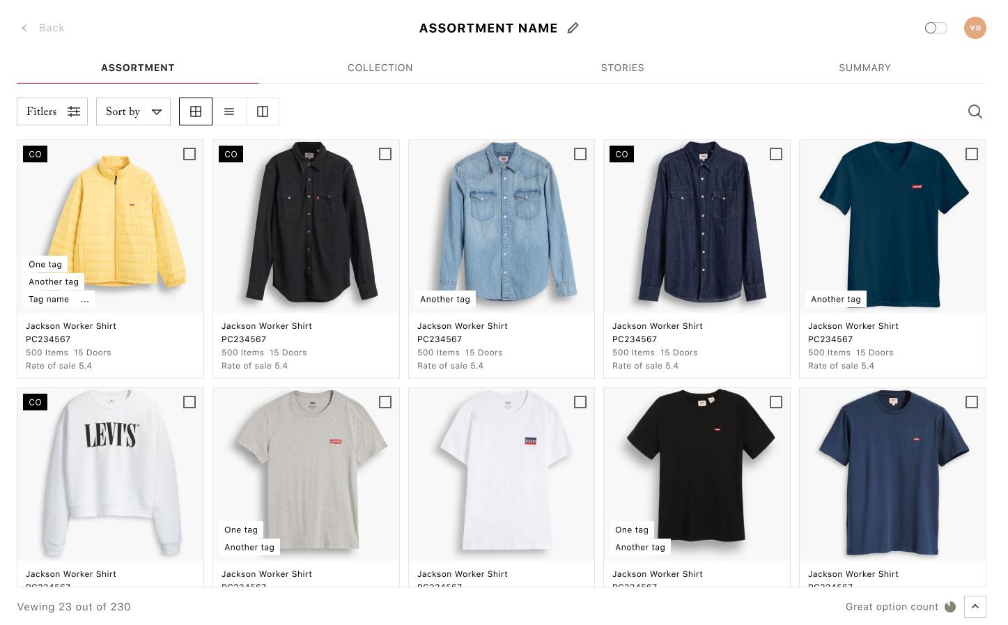 Levi's t-shirts - merchandising platform